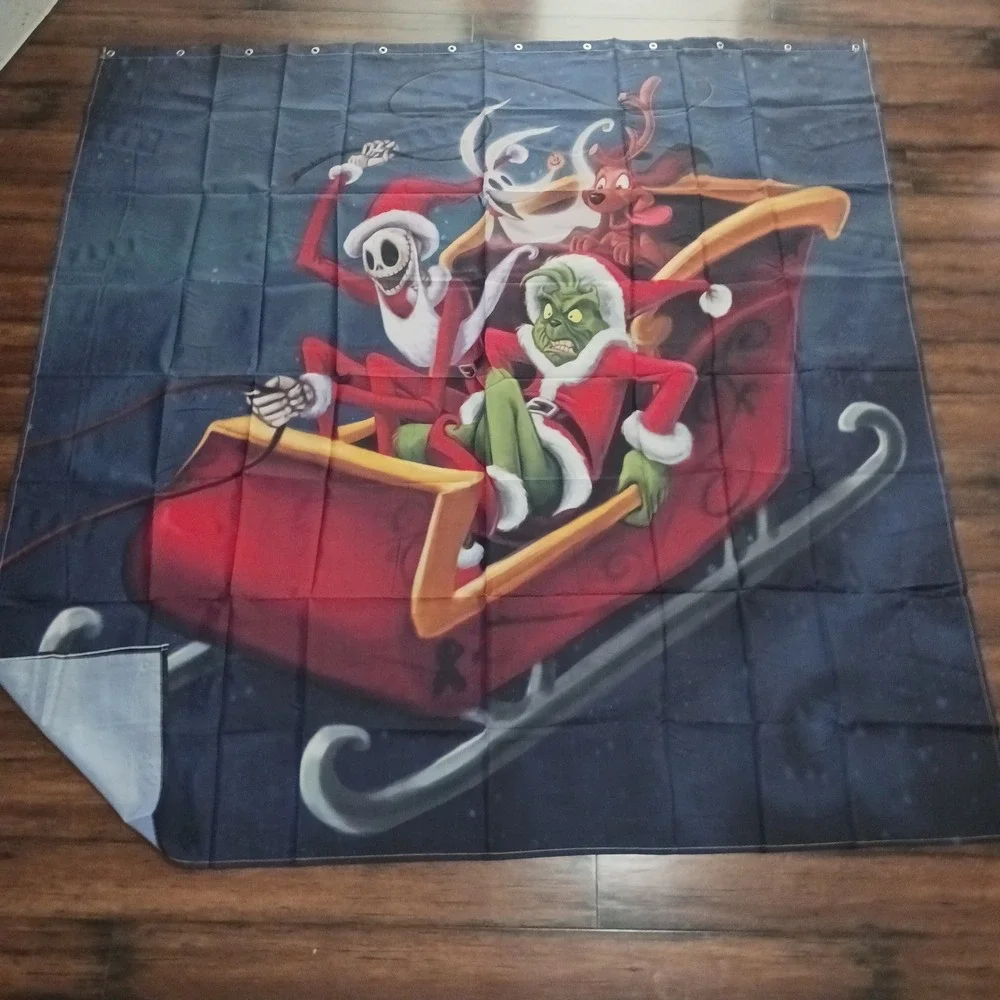 Nightmare Before Christmas Grinch Shower Curtain Bathroom Set 16pc Holiday Decor